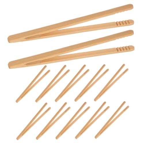 Toyvian 12 Stück Bambus Pinzette Montessori Werkzeug für Feinmotorik Leichte und Praktische Zangen für Snacks Perlen und Lernspiele für Schule und Zuhause von Toyvian