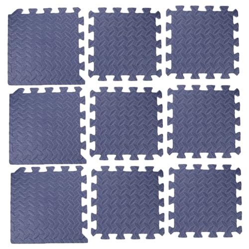 Toyvian 12 Stück Bodenschaumstoff-puzzlematten Dicke rutschfeste Spielmatten mit Blättermotiv Gepolsterte für Krabbeln Erweiterbare Kinderzimmer-bodenschutzmatten in Marineblau von Toyvian