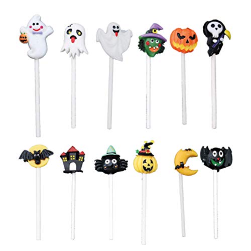 Toyvian 12 Stück Halloween Food Picks, Harz Halloween Cupcake Topper für Partyzubehör (Zufällige Farbe) von Toyvian