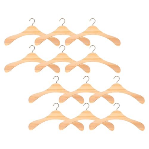 Toyvian 12 Stück Holzkleiderbügel für Puppen Natürliche Holzfarbe Aufbewahrung für Puppenkleider und Outfits Accessoires für Puppenhaus und Spielzimmer von Toyvian