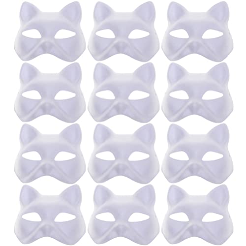 Toyvian 12 Stück Katzenmasken Zum Bemalen Diy-Katzenmasken Weiße Papiermasken Bemalbare Blankomasken Tiermasken Für Kinder Maskerade Halloween Cosplay Partyartikel von Toyvian