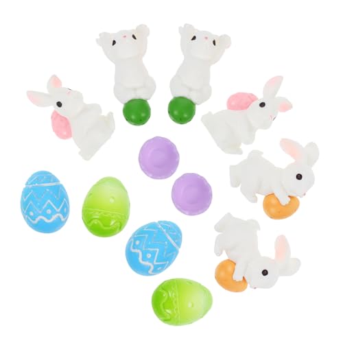 Toyvian 12stücke Miniatur Osterhasen Figuren Dekoration Für Miniaturgärten Puppenhäuser Und Kuchen Resin Häschen Mit Eiern Für Frühlingsfeiern Terrarien Und Fensterbankdeko von Toyvian