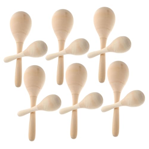 Toyvian 12 Stück Rassel Musikalische Lernspielzeuge Percussion-Maracas Maracas Musikinstrumente Musikspielzeug Frühpädagogisches Maracas Krachmacher Hölzern von Toyvian