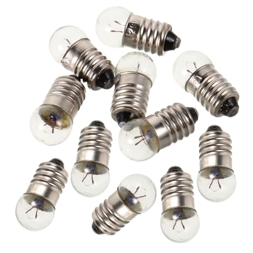 Toyvian 12 Stück Taschenlampe kleine elektrische Perlen Schraubfassung Lampen Vintage Taschenlampe Kompakte Glühbirnen Miniatur-Glühbirnen Glühbirnen-Taschenlampen-Ersatz Glas Transparent von Toyvian