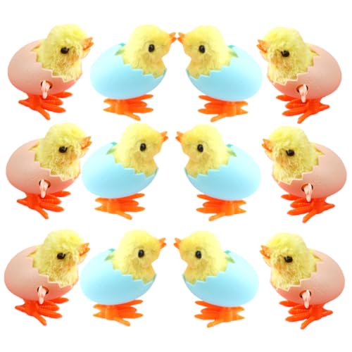 Toyvian 12 Stück Teiliges Aufziehspielzeug Springende Plüschküken für Mechanisches Wind Up Huhn mit Bunten Farben Einfach zu Bedienen für Weihnachten und Partys von Toyvian