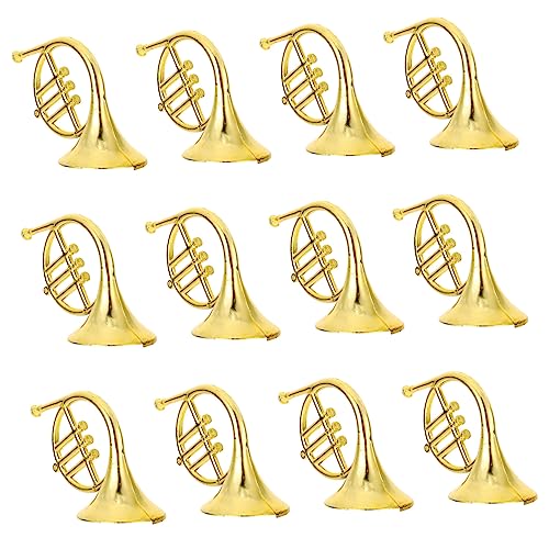 Toyvian 12 Stück Teiliges Goldene Waldhorn Miniaturmodelle Detailreiche Weihnachtsbaumdeko Festliche Musikinstrumente Ornamente Sichere DIY Christbaumschmuck für Sammler von Toyvian