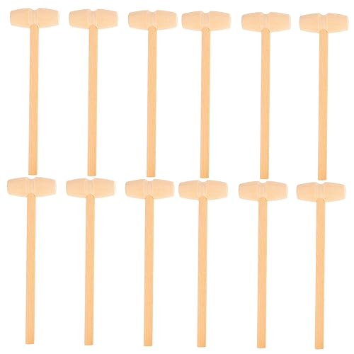 Toyvian 12 Stück Teiliges Holzhammer aus Massivem Holz Mini Hammer Feinmotorik Robustes Holzspielzeug für Jungen und Mädchen als Geburtstagsgeschenk von Toyvian