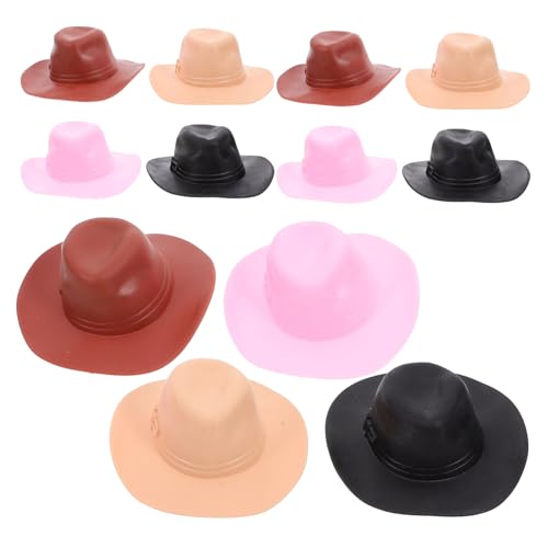 Toyvian 12 Stück Teiliges Mini Cowboyhut aus Robustem Kunststoff Glatte Kanten Farbecht Vielseitig für DIY Basteln Puppendekoration Scrapbooking und Handliche Aufbewahrung von Toyvian