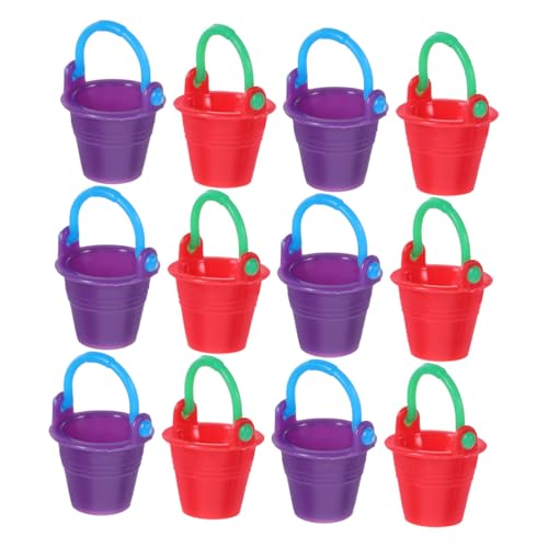 Toyvian 12 Stück Teiliges Mini Eimer Robustem Kunststoff Dekorative Miniatur Puppenhaus Accessoires für Garten Strand und Bunte Kleine Kübel für Jungen und Mädchen Vielseitige Miniatur von Toyvian