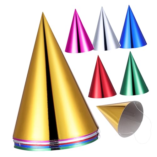 Toyvian 12 Stück Teiliges aus Papier mit Metallic Folienbeschichtung Bunte Geburtstagskegelhüte für Kindergeburtstag Wiederverwendbar Passend für Familienfeiern und Kostümpartys von Toyvian