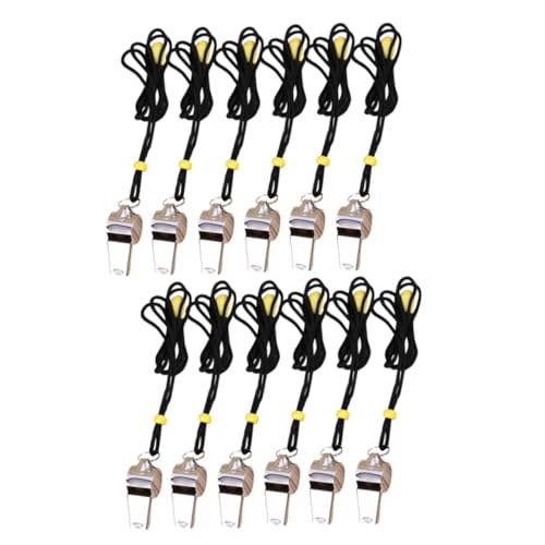 Toyvian 12 Stück Teiliges Schiedsrichterpfeifen mit Lanyard Lautstarke Metallpfeifen für Trainer Fußball Basketball und Outdoor Einsätze Robust und Langlebig Einfach Tragbar von Toyvian