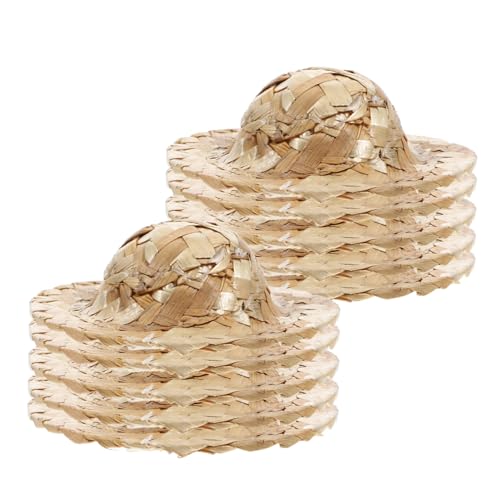 Toyvian 12 Stück geflochtener Strohhut kleine Strohkappe Miniatur-Strick ha Party Puppenstuben-Strohhüte Mini-Strickmützen aus Strohimitat Mini-Hut aus Strohgeflecht kleine Hutstütze Beige von Toyvian