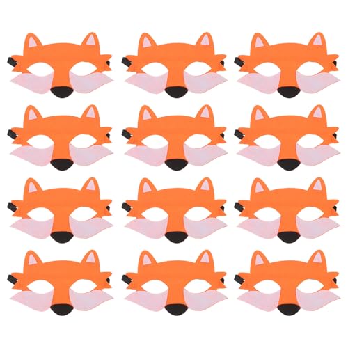 Toyvian 12-teilige Wolfsmaske für Kinder – Halbgesichts-tiermasken aus Filz für Kinder, Halloween-verkleidung, Maskenball-partyzubehör von Toyvian