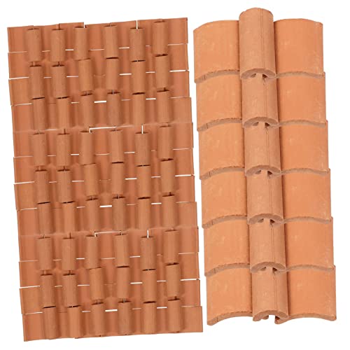 Toyvian 120st Fliesenmodell Miniatur-baumaterialien Schuppen Deck Dioramenbedarf DIY Miniatur Saftig Gebäude Bausteine Mikro Dach Miniaturen Wohnung Im Freien Korb Brown Ton von Toyvian