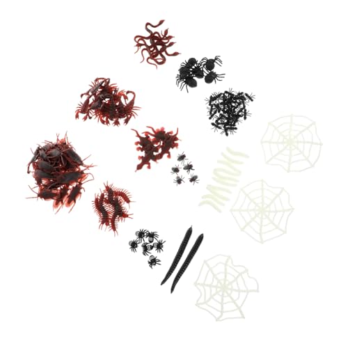 Toyvian 128Stücke Halloween Simulation Insekten Würmer Spielzeugset Realistische Spinnen für Gruselige Dekoration und Streichspiele für Halloween Partys und Geisterhäuser von Toyvian