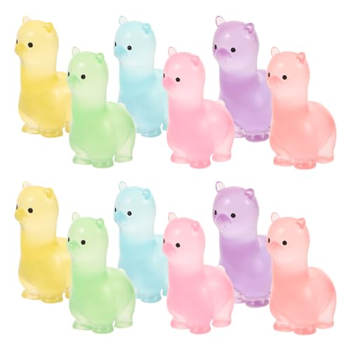 Toyvian 12stücke Alpaka Figuren Leuchtende Dekoration Für Garten Haus Und Puppenhaus Niedliche Resin Ornamente Gesten von Toyvian