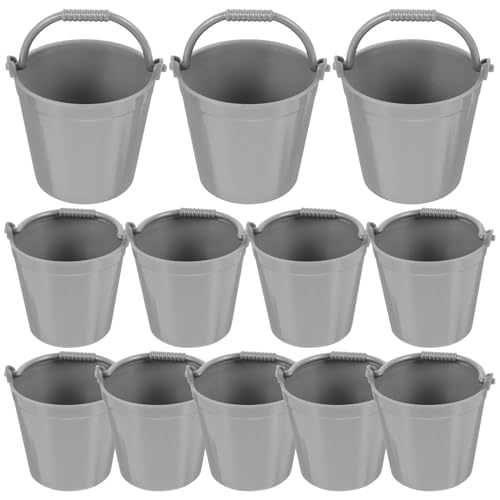 Toyvian 12St Puppenhaus-Eimer waschen Becken Deckel Schwimmbad wischeimer Mini-Eimer-Modell künstliche Mini-Eimer Miniatur-Kunststofffass Kleiner Wasserkrug Wassereimer Plastik von Toyvian