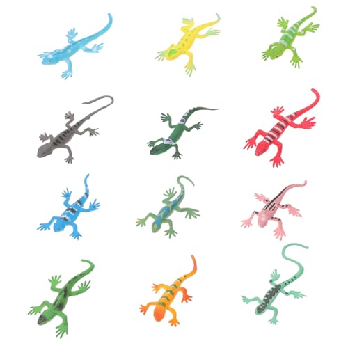 Toyvian 12St lernspielzeug Echsen Kleine Reptilien Spielzeugkäfig weiches Rattan Elf gefälschtes Eidechsenmodell Tierfiguren Plastik von Toyvian