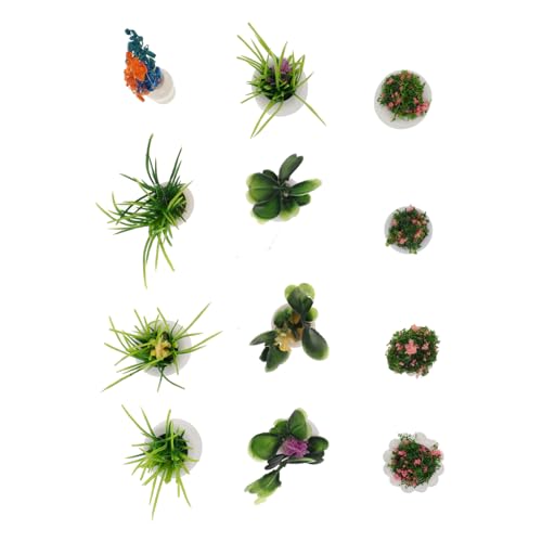 Toyvian 12st Puppenhaus Topfpflanze Miniatur-Bonsai Universeller Wasserkocher Bonsai Kleines Duftendes Schlüsselband Kugelförmiger Lampenschirm Tragbare Brotmaschine Plastik von Toyvian