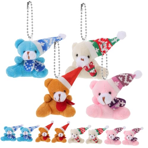 Toyvian 12st Weihnachtsbär-anhänger REH Gummiartig Haustier Bären Guck-guck Netz Taschenanhänger Tiere Schlüsselanhänger Kuscheltier-anhänger Ausgestopft Tragen Figuren Plüsch von Toyvian