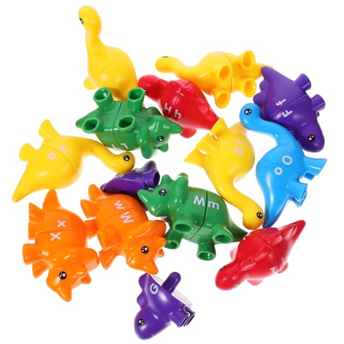 Toyvian 13 Stück Teiliges Dinosaurier Lernspielzeug mit Buchstaben zum Zuordnen für Kleinkinder Farbenfrohes Vorschulspiel Feinmotorik Farben und Formenerkennung für Kreatives von Toyvian