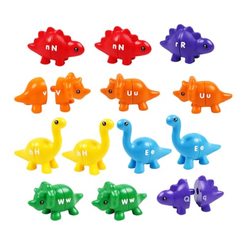 Toyvian 13 Stück Teiliges Dinosaurier Zuordnungsspiel aus Robustem Bunte Alphabet Lernspielzeug für Fördert Kreativität und Farberkennung für Vorschulkinder von Toyvian