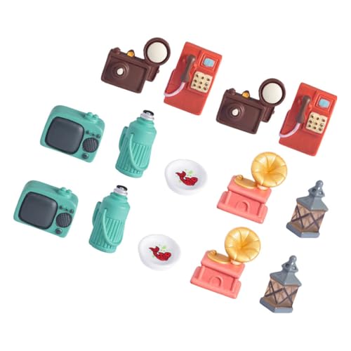 Toyvian 14 Stücke Miniatur Puppenhaus Appliance Set Harz Handwerk Für Retro Wohnkultur Elegante Mini Ornament Spielzeug von Toyvian
