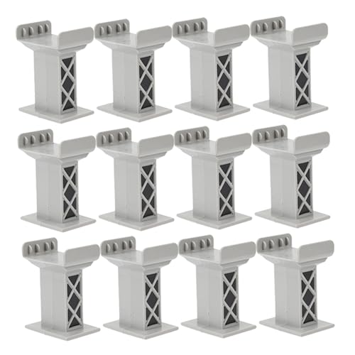 Toyvian 15 Stück Eisenbahnstreckenzubehör Brückenpfeiler der Eisenbahn Zugblöcke Bahnstrecke Bahngleisblöcke Bahnstreckenunterstützung Eisenbahnspur Ziegelzug Plastik Grau von Toyvian