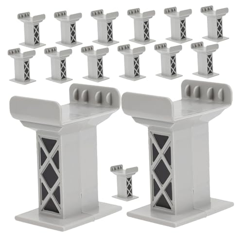 Toyvian 15 Stück Eisenbahnstreckenzubehör Spielzeugpier Toy Track Bridge Bahngleise Brücke Gleisträger Aus Kunststoff Bahnbrückenpiergleis Bausteine ​​zugspurzubehör Ziegelzug Grau Plastik von Toyvian