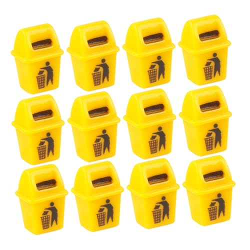 Toyvian 15 Stück Mini-Mülleimer Abfall schlank mit klein Puppenhaus Zubehör Dekoration für Puppenhaus mülltonnenbox Mülleimer für Puppenhaus Miniatur-Mülleimer Plastik Yellow von Toyvian