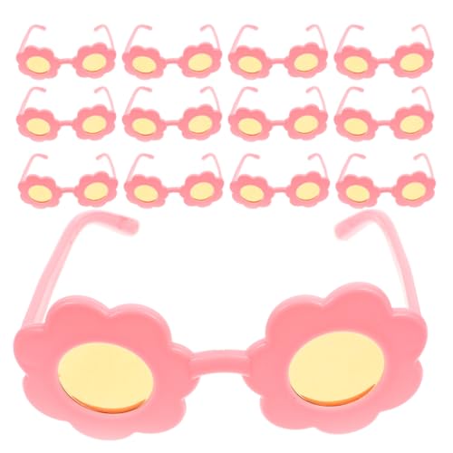Toyvian 15 Stück Puppenhauszubehör Spielzeugbrillen Set Puppenhaus Zubehör gläser Blumenmädchen Brille für kleine Mädchen Plastik Rosa von Toyvian