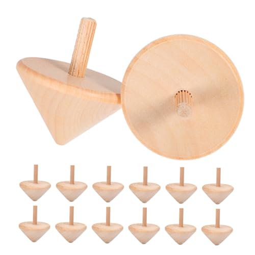 Toyvian 15 Stück Teiliges Holzspielzeug für Unlackierte Bemalbare Holz DIY Spinning Gyroscope für Motorik Konzentration und Kreative Eltern Junge Mädchen Spiele zu Hause und Schule Beige von Toyvian