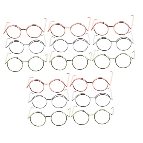 Toyvian 15Stücke Teiliges Puppenbrillen Set aus Metall mit Draht Rand Miniaturbrillen für Kreative Verkleidungen Erhältlich Roségold Silber und Gold für und Puppenoutfits von Toyvian