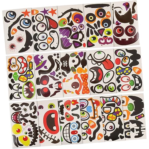 Toyvian Cartoon Kürbis Aufkleber 16 Blätter Decals Halloween Party Supplies Dekorative von Toyvian