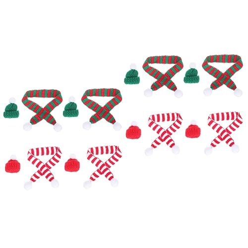 Toyvian 16 STK Weihnachten Mini-Schal Miniaturdekoration weihnachtsdeko Weihnachtsmützen Ornament Pflanzendekor Mini-Schal für Weinflaschen weihnachtliche flaschenabdeckungen Puppe Hut von Toyvian