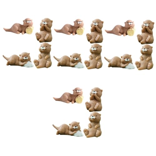 16 Stück Miniatur-Otter-Figuren Aus Harz - Kleine Otter-Dekorationen Für Garten, Terrarium, Kuchen, DIY-Basteln Und Mikro-Landschaftsdekoration von Toyvian