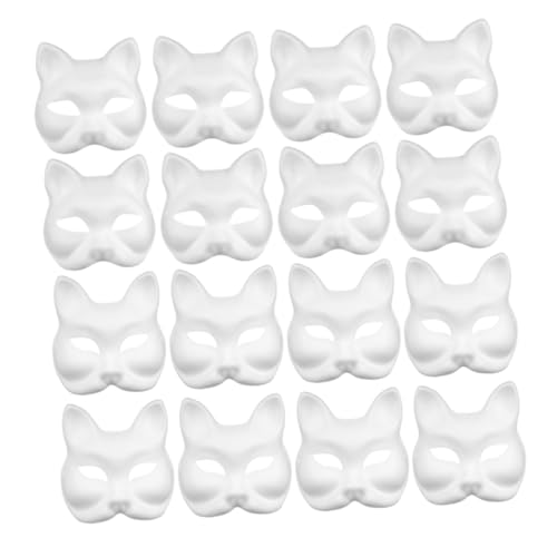 Toyvian 16 Stück Teiliges Diy Pappmaché Masken Weiße Leere Tiergesichtsmasken aus Papierpulp Atmungsaktiv und Ungiftig zum Bemalen für Schulkunst Partys und Kreative Bastelaktivitäten von Toyvian