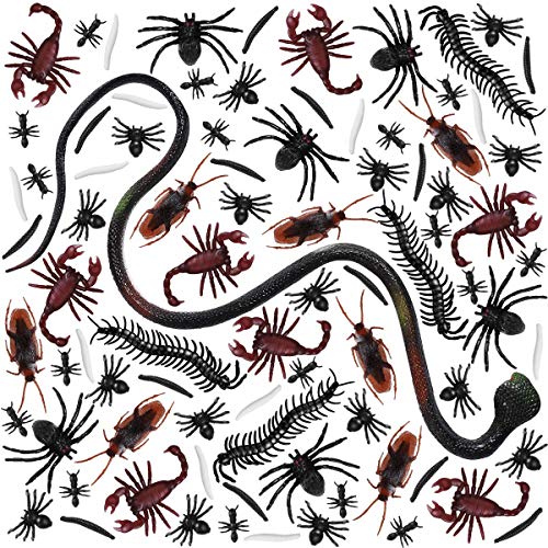 Toyvian 169 Stück Plastik Realistische Bugs, gefälschte Snake Kakerlaken Spinnen Skorpione und Tausendfüßler für Halloween Party und Dekoration Children's Birthday Educational Toy von Toyvian
