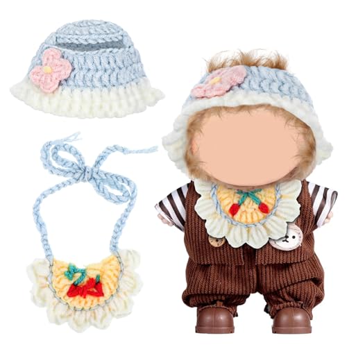 Toyvian 17 cm Puppenkleidungsset – Gehäkeltes Puppenlätzchen Und Mütze für 17 cm Große Kleidungsaccessoires – Süße Kleidung zum Anziehen von Toyvian