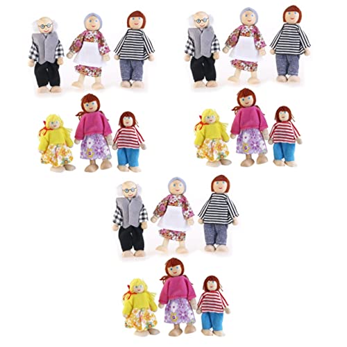 Toyvian 18 STK Leute Aus Holzpflock Puppenfamilie Puppen Familienfiguren Hölzerne Cartoon-familienpuppen Puppenspielzeug Aus Holz Familie Aus Holz Karikatur Bambus Kind Marionettenpuppe von Toyvian