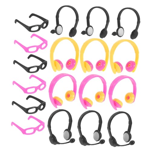 Toyvian Mädchen Spielzeug Puppe Baby Puppe 18 Stücke Mini Puppe Headset Kunststoff Kopfhörer Requisiten Dekorative Headset Gläser von Toyvian