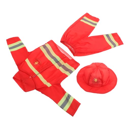 Toyvian 1Satz Puppenkleidung Feuerwehrmann für Puppen Rollenspiel Outfit mit Helm Langlebige Materialien Passform Kreatives Spielvergnügen von Toyvian