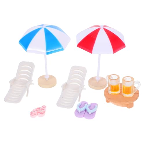 Toyvian 1Satz Strandmöbel für Feengärten Teiliges Stranddeko mit Stühlen und Accessoires für Puppenhaus Dekoration und Kreative Projekte von Toyvian