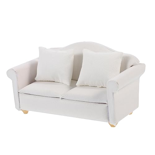 Toyvian Puppenhaus-Sofa Miniatur-Sofa Aus Weißem Stoff Für Heim- Und Modelldekorationen von Toyvian