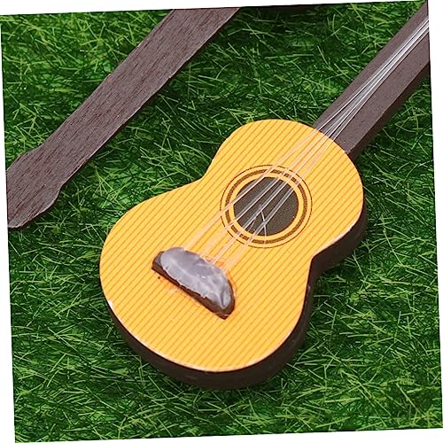 Toyvian 2 Miniatur Holzgitarre Detailgetreue Mini Gitarrenfigur für Puppenhaus Dekoration Langlebige Geruchsfreie Holzornamente als Tischdekoration und Mini Szenerie Zubehör von Toyvian