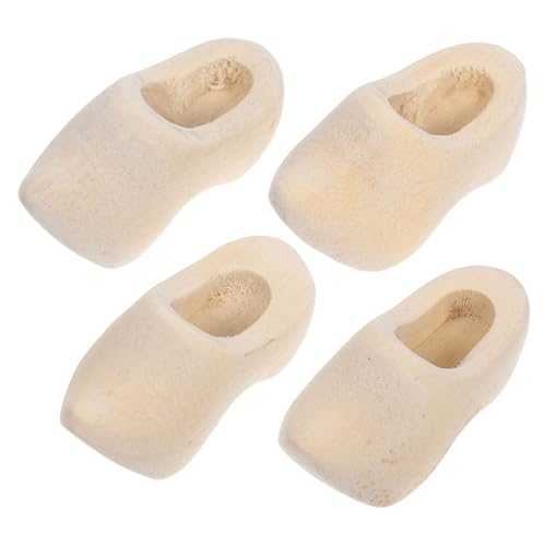 Toyvian 2 Paare verstopft kleine Schuhe zum Basteln Miniatur-Schuhe aus Holland Frauen Sandalen bastelmaterial bastel Materialien Sneaker Hausschuhe dekorative Klompen unfertige Holzschuhe von Toyvian