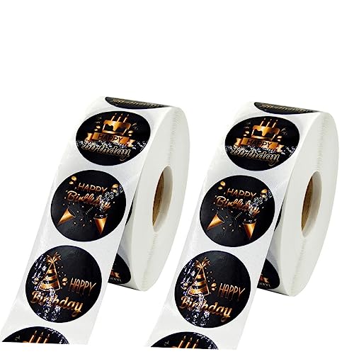Toyvian 2 Rollen Geburtstagsgeschenk Dekorationen Geburtstagsetiketten Für Flaschen Aufkleber Klassenzimmeraufkleber Geburtstagsaufkleber Black Kupferplattenaufkleber von Toyvian