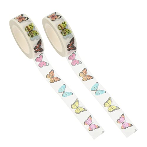 Toyvian 2 Rollen Schmetterlings-washi-Aufkleber Scrapbook-Aufkleber Planer-Dekorationen Selbstklebende Aufkleber Handkonto-Aufkleber Einfach Anzuwenden von Toyvian