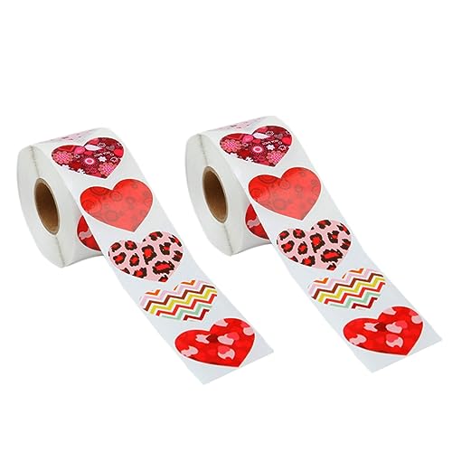 Toyvian Herz-Etiketten Für Hochzeitsfeiern Selbstklebender Verschluss 2 Rollen Verschlussaufkleber Für Umschläge Als Valentinstags-zubehör von Toyvian