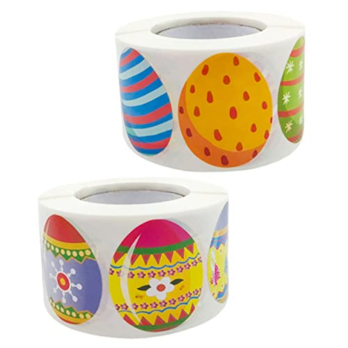 Toyvian 2 Rollen Osterei-Aufkleber Aufkleber Für Aufkleber Für Farbige Eier Farbige Eieraufkleber Geschenkaufkleber Für Die Osterparty Ovale Eieraufkleber Kupferplattenaufkleber von Toyvian